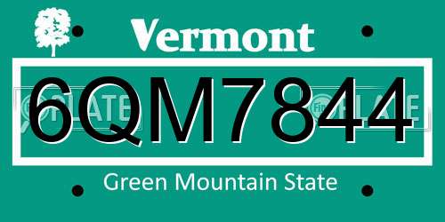 6QM7844 Vermont License Plate