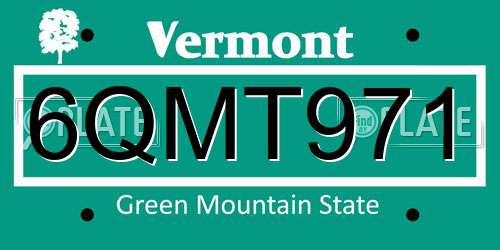 6QMT971 Vermont License Plate