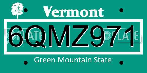 6QMZ971 Vermont License Plate