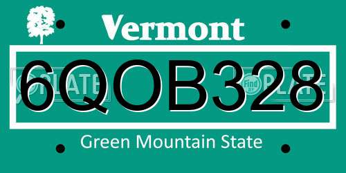 6QOB328 Vermont License Plate