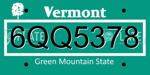 6QQ5378 Vermont License Plate