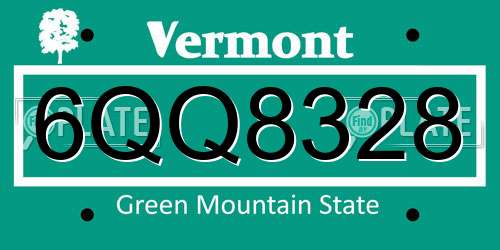6QQ8328 Vermont License Plate