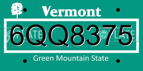 6QQ8375 Vermont License Plate