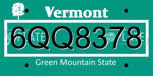 6QQ8378 Vermont License Plate