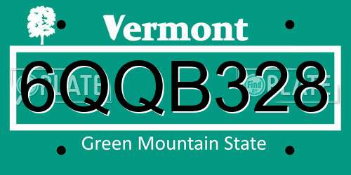 6QQB328 Vermont License Plate