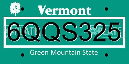 6QQS325 Vermont License Plate