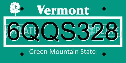 6QQS328 Vermont License Plate