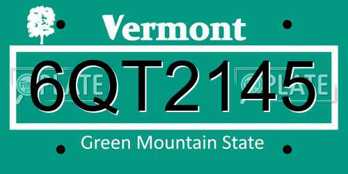 6QT2145 Vermont License Plate