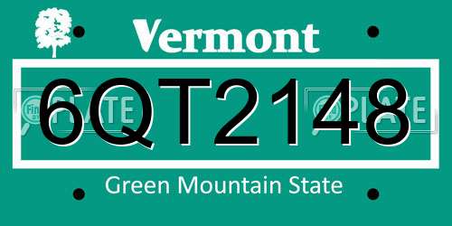 6QT2148 Vermont License Plate