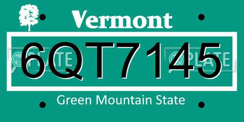 6QT7145 Vermont License Plate