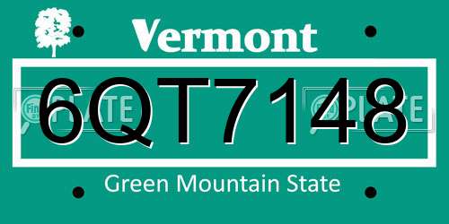 6QT7148 Vermont License Plate
