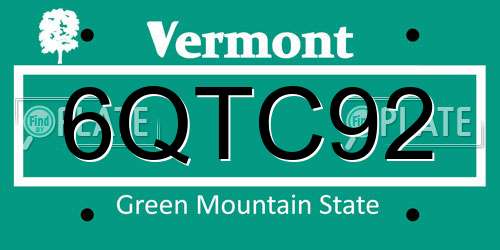6QTC92 Vermont License Plate