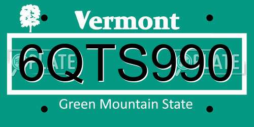 6QTS990 Vermont License Plate