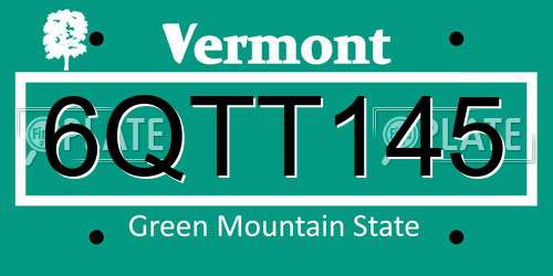6QTT145 Vermont License Plate