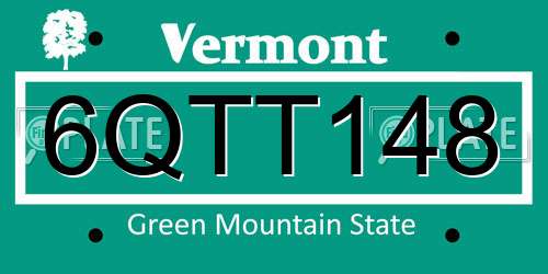 6QTT148 Vermont License Plate