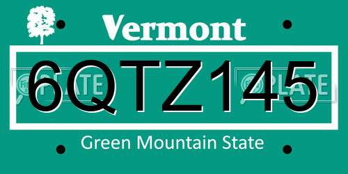 6QTZ145 Vermont License Plate