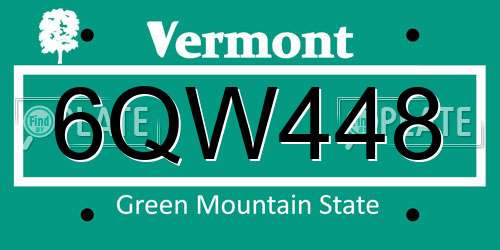 6QW448 Vermont License Plate
