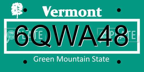 6QWA48 Vermont License Plate