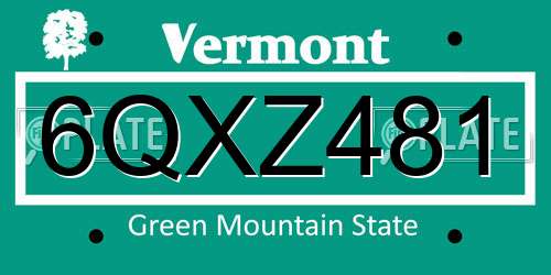 6QXZ481 Vermont License Plate