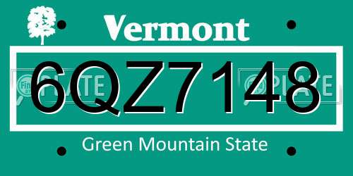 6QZ7148 Vermont License Plate