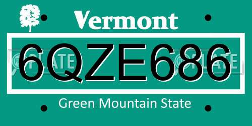 6QZE686 Vermont License Plate
