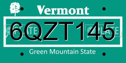 6QZT145 Vermont License Plate