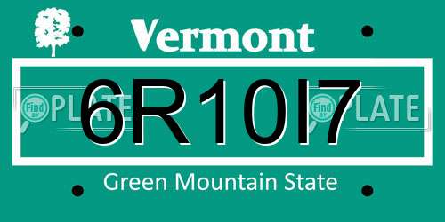 6R10I7 Vermont License Plate