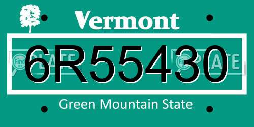 6R55430 Vermont License Plate