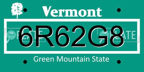 6R62G8 Vermont License Plate