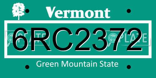 6RC2372 Vermont License Plate