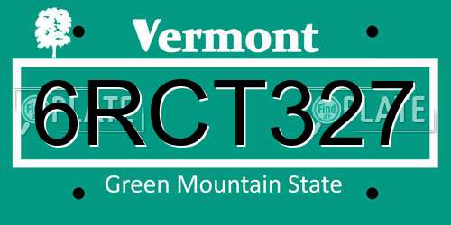 6RCT327 Vermont License Plate