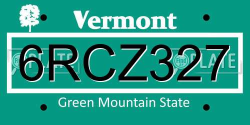 6RCZ327 Vermont License Plate