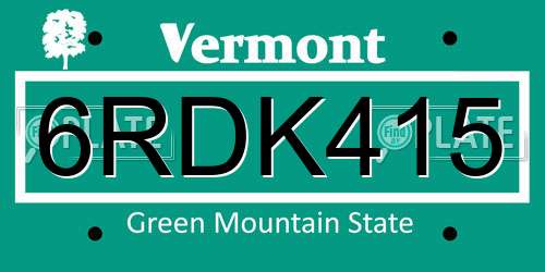 6RDK415 Vermont License Plate