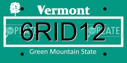 6RID12 Vermont License Plate