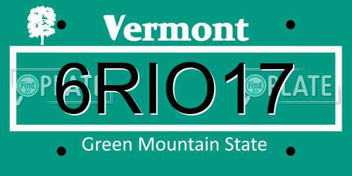 6RIO17 Vermont License Plate