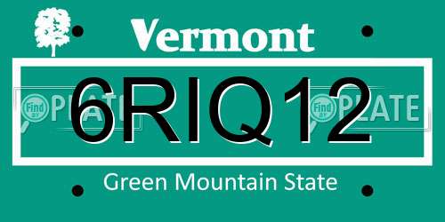 6RIQ12 Vermont License Plate