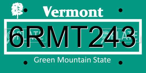 6RMT243 Vermont License Plate