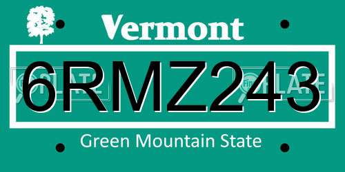6RMZ243 Vermont License Plate