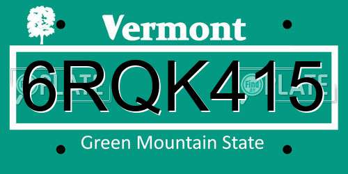 6RQK415 Vermont License Plate