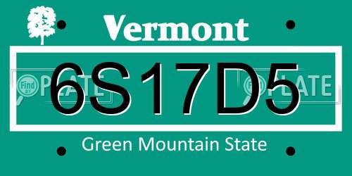 6S17D5 Vermont License Plate