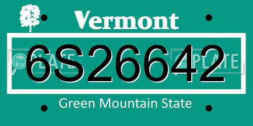 6S26642 Vermont License Plate