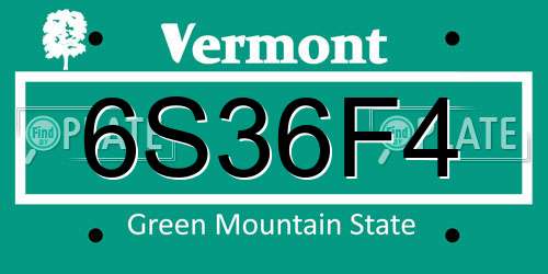 6S36F4 Vermont License Plate