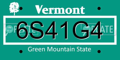 6S41G4 Vermont License Plate