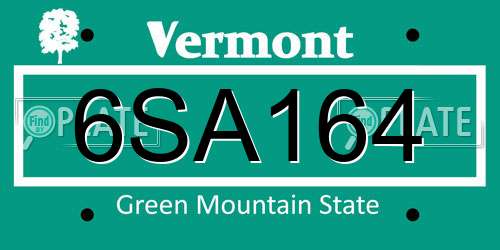 6SA164 Vermont License Plate