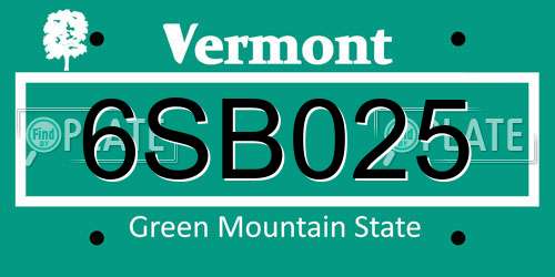 6SB025 Vermont License Plate