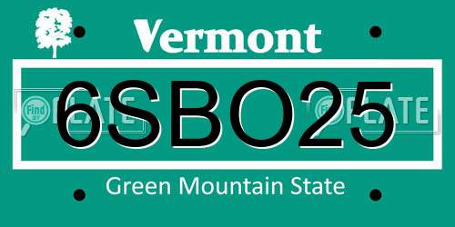 6SBO25 Vermont License Plate