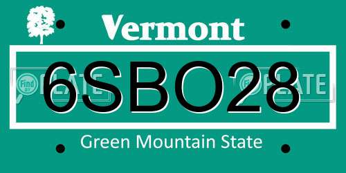 6SBO28 Vermont License Plate