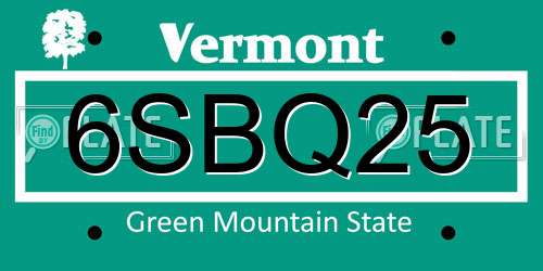 6SBQ25 Vermont License Plate