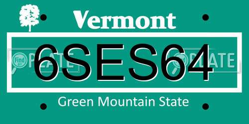6SES64 Vermont License Plate