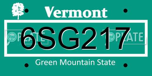 6SG217 Vermont License Plate